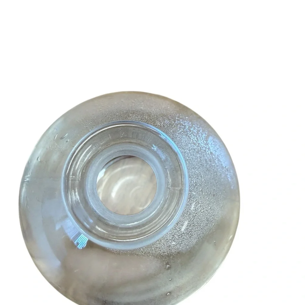 Vintage Clear Glass Perfume Bottle w/ Flower Stopper Vanity Decor